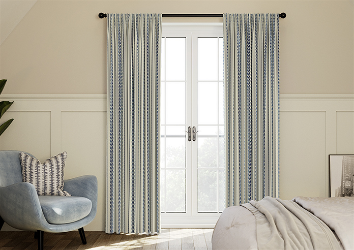 Laurel Stripe, Royal - Made to Measure Curtains - Image 3